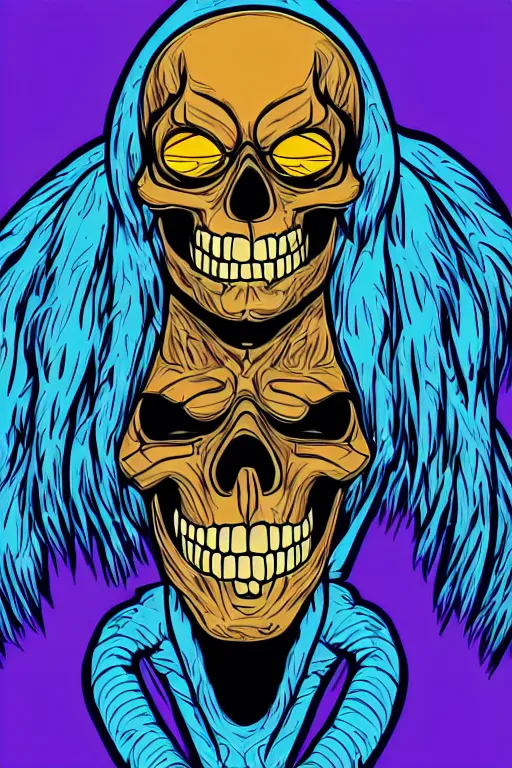 Image similar to A portrait of a skeletor that is a gangster, sticker, colorful, illustration, highly detailed, smooth and clean vector curves, no jagged lines, vector art, smooth