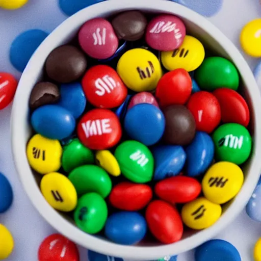 Prompt: eminem in a bowl of m & ms, high detail
