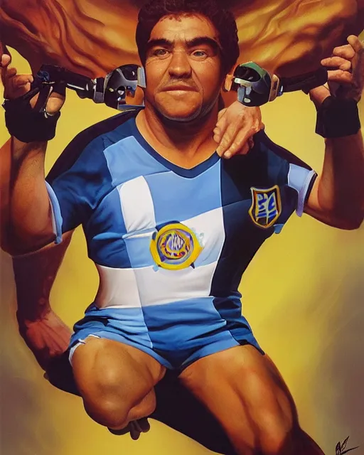 Image similar to studio light, portrait, diego armando maradona by mark brooks, by peter andrew jones, by roger dean, hd, hyper detailed, 4 k