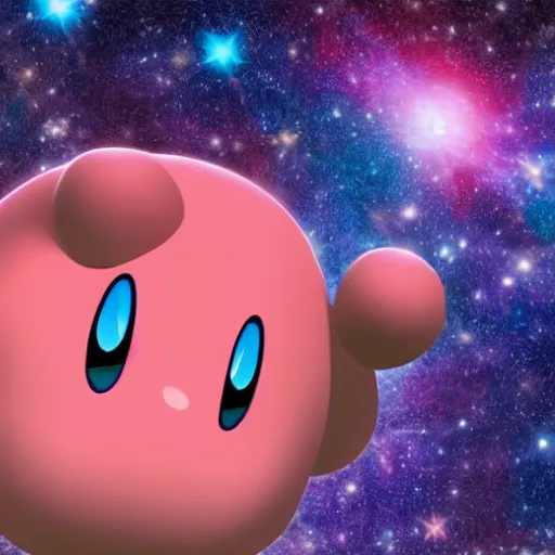 Image similar to photograph of kirby inhaling the universe