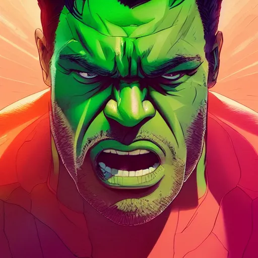 Prompt: ⁠portrait of The Incredible Hulk, New Mexican desert background, rich vivid colors, ambient lighting, dynamic lighting, 4k, HQ, official media, anime key visual, makoto shinkai, ilya kuvshinov, lois van baarle, rossdraws, detailed, trending on artstation