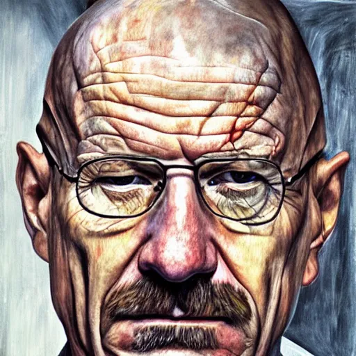 Image similar to high quality high detail painting by lucian freud, hd, portrait of walter white