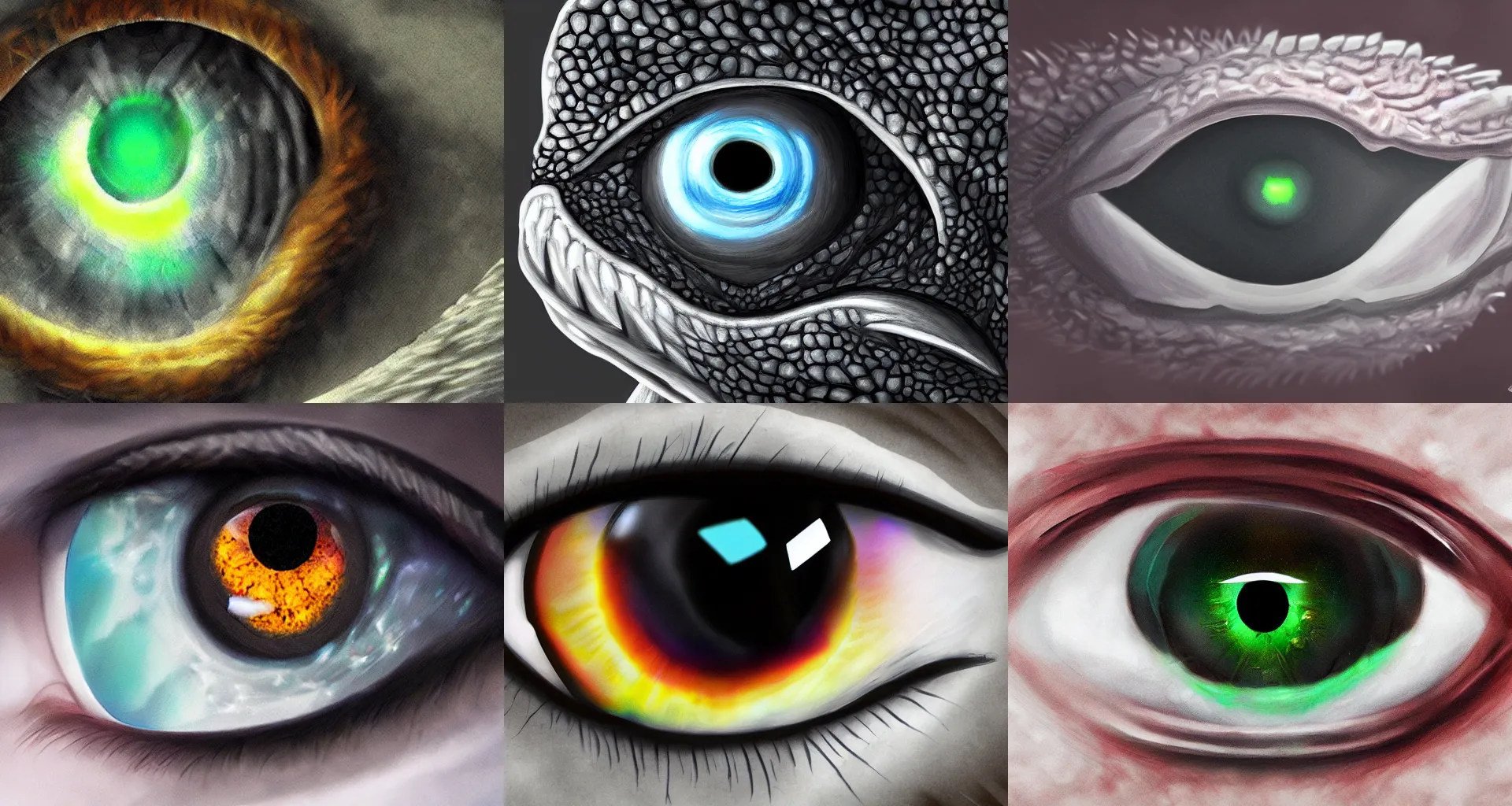 Prompt: closeup of a realistic fantasy dragon eye, digital art