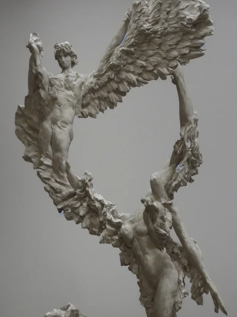 Image similar to winged victory of samothrace, sculpted by rodin