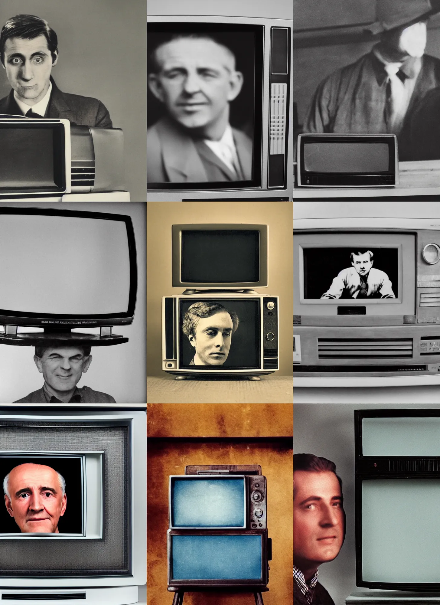 Prompt: old tv screen showing a man