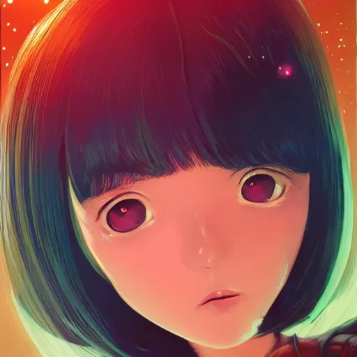 Image similar to A cosmic girl with big and cute eyes, holding the earth || VERY ANIME, fine-face, realistic shaded perfect face, fine details. Anime. realistic shaded lighting poster by Ilya Kuvshinov katsuhiro otomo ghost-in-the-shell, magali villeneuve, artgerm, Jeremy Lipkin and Michael Garmash, Rob Rey and Kentarõ Miura style, trending on art station