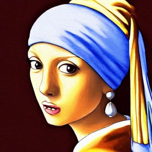 Image similar to girl with a pearl earring painting but replaced with nami from one piece
