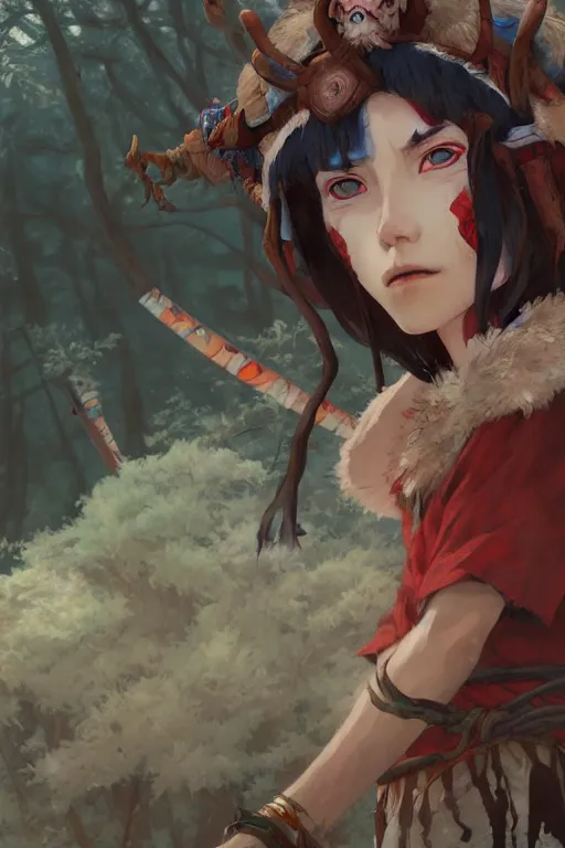 Image similar to mononoke hime, highly detailed, digital painting, artstation, concept art, smooth, sharp focus, illustration, unreal engine 5, 8 k, art by artgerm and greg rutkowski and edgar maxence