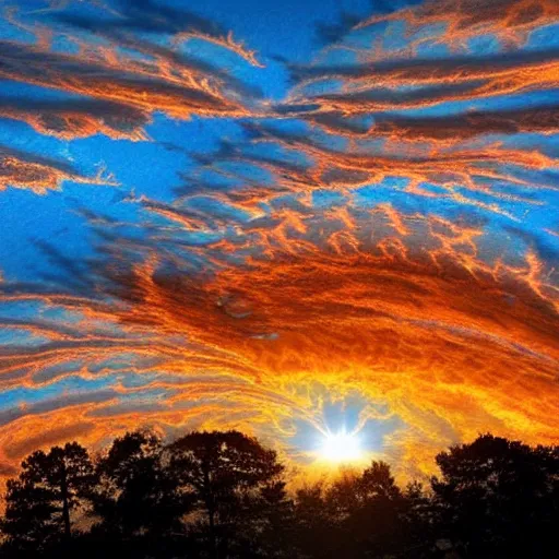 Prompt: sunset fractal clouds in shape of a gigantic virgin mary face