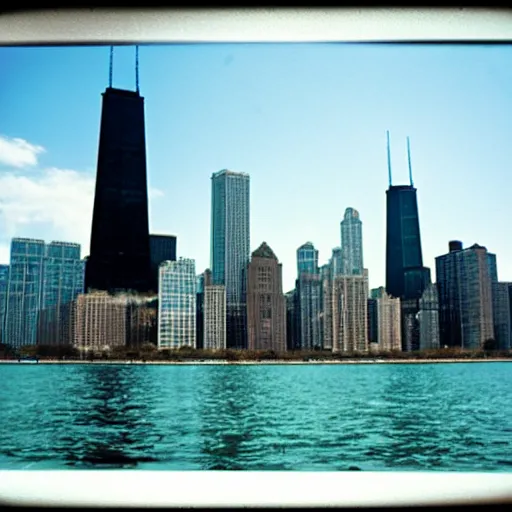 Image similar to chicago skyline, disposable camera,