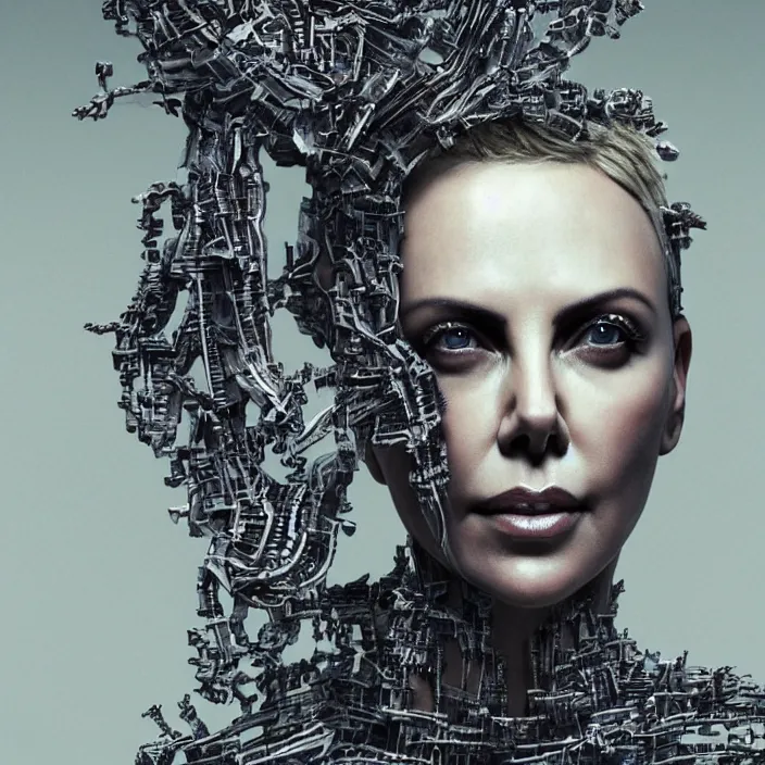 Image similar to portrait of charlize theron as a skeleton. intricate abstract. intricate artwork. nightmare fuel. by Tooth Wu, wlop, beeple, dan mumford. octane render, trending on artstation, greg rutkowski very coherent symmetrical artwork. cinematic, hyper realism, high detail, octane render, 8k, iridescent accents