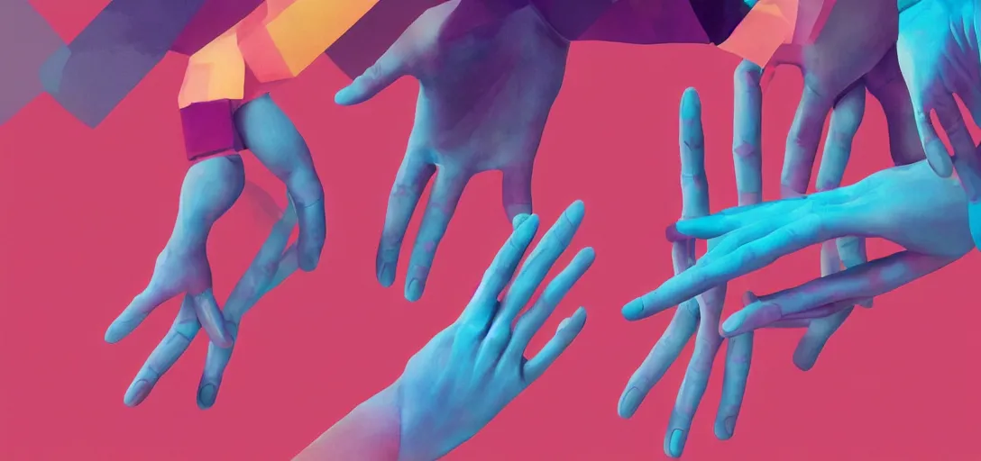 Prompt: xray of couple hands holding, colourful vfx art, art by hsiao, ron cheng, james jean, presented as magazine collage style, volumetric light, colourful, sharp, detailed, digital painting, illustration, illustration, magazine collage, highly detailed, intricate detail, unreal engine, octae render