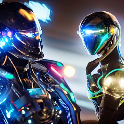 Image similar to speed, diverse fast cybersuits, from behind, motion blur, bokeh, wide wide angle, vivid, elaborate, highly detailed, beautiful lighting