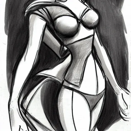 Image similar to milt kahl sketch of victoria justice with curvy body as princess padme from stars wars episode 3