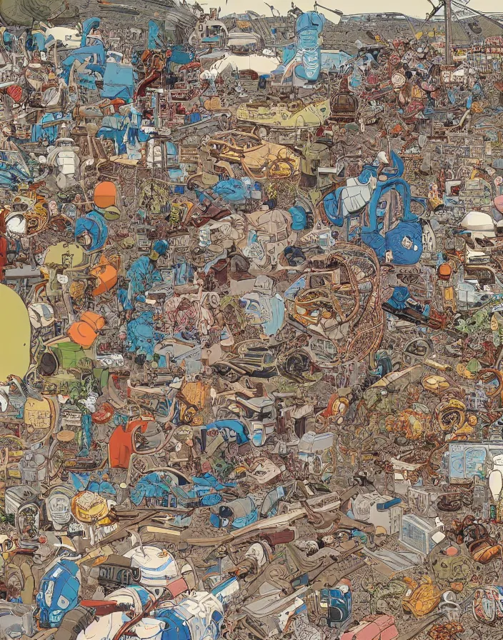 Image similar to hyper detailed industraial & utility by geof darrow