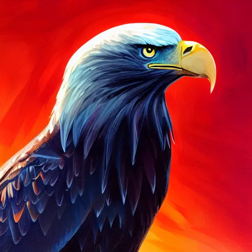 Image similar to a bald eagle, by anato finnstark, by alena aenami, by john harris, by ross tran, by wlop, by andreas rocha