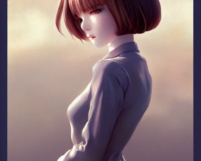 Image similar to infinitely detailed full - body portrait pale female peaceful dream angel wearing elegant clothes. beautiful! scenery art! by wlop & murata range, by ilya kuvshinov. artstation!! / pixiv!!