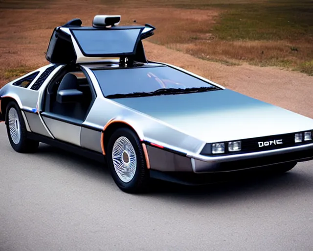 Image similar to new prototype delorean, dslr