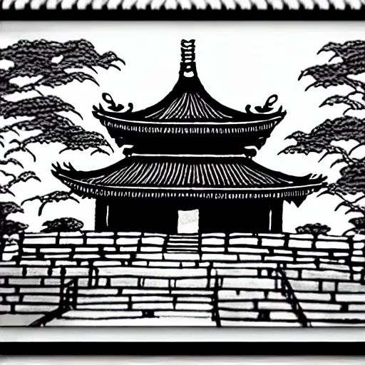 Image similar to zen temple ink