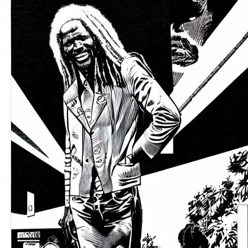 Image similar to alpha blondy by guido crepax, very detailed, 4 k