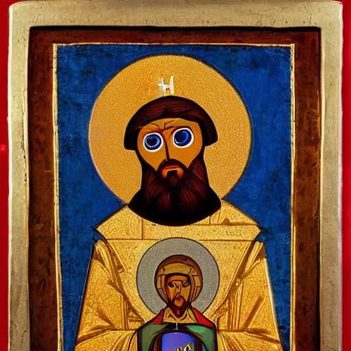 Prompt: wall-e robot, russian orthodox icon