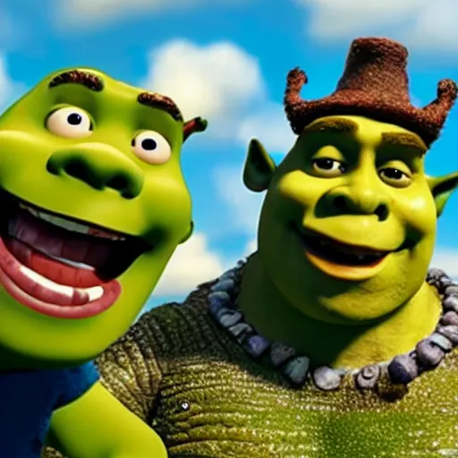 Image similar to a still of shrek in wallace and gromit, clay 4 k