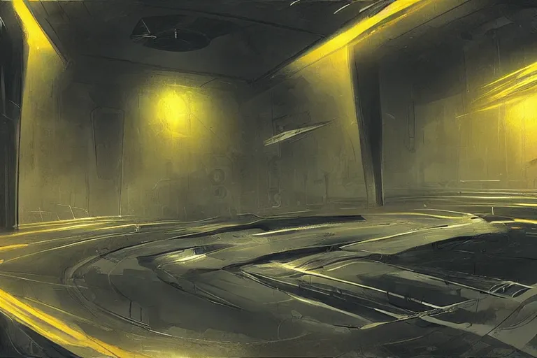 Prompt: “Black Mesa interior before the resonance cascade, HD, digital painting, concept art by Jason Chan”