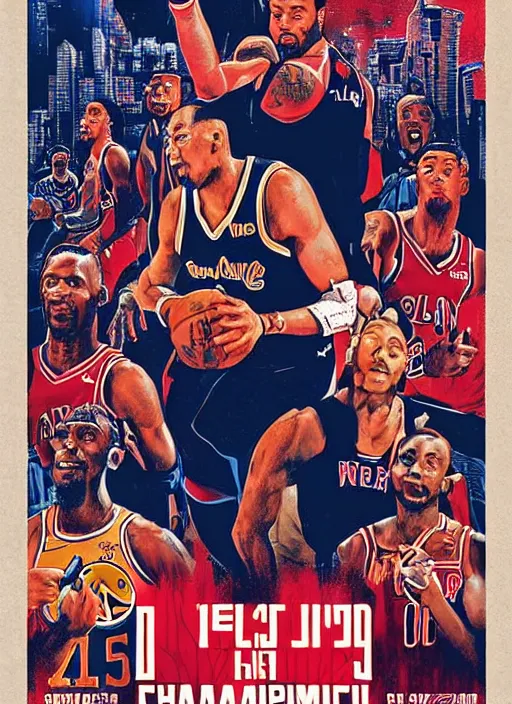 Image similar to nba championship movie poster art by daniel danger