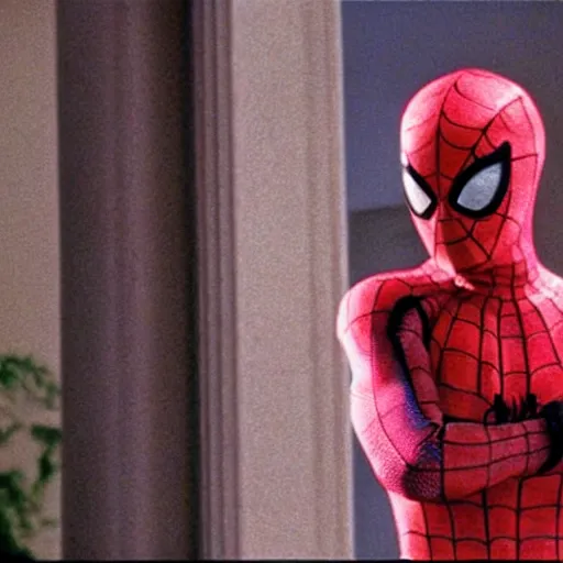 Image similar to still of michael j. fox as peter parker in spider - man ( 1 9 8 9 )