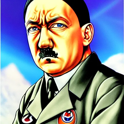 Image similar to Painting of Adolf Hitler, official, detailed, character dragonball, award winning artwork, Akira Toriyama