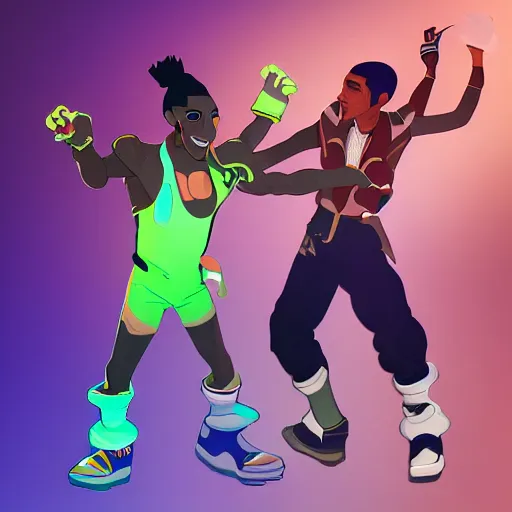 Image similar to lucio from overwatch and barack obama dancing, detailed, high quality, artstation winner