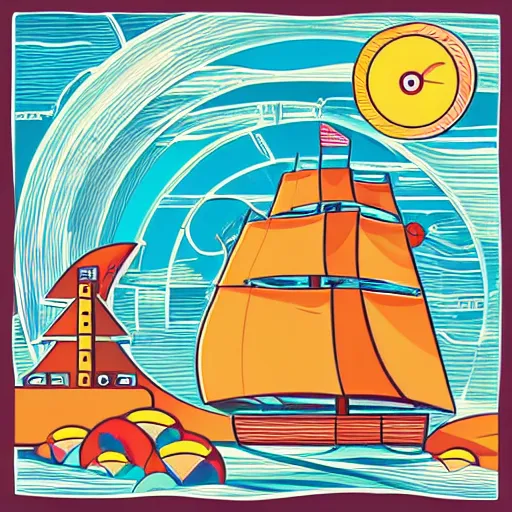 Image similar to Ship in a bottle, sticker, colorful, illustration, highly detailed, smooth and clean vector curves, no jagged lines, vector art, smooth