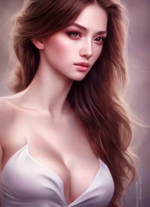 Image similar to a gorgeous female photo, professionally retouched, soft lighting, realistic, smooth face, full body shot, torso, dress, perfect eyes, wide angle, sharp focus on eyes, 8 k high definition, insanely detailed, intricate, elegant, art by artgerm, snowy winter