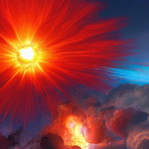 Prompt: big explosion of colors indide a glass shpere,cinematic composition,cinematic lighting,bright colors,hyper realistic,photo real ,highly detailed, concept art, hdri, 4k