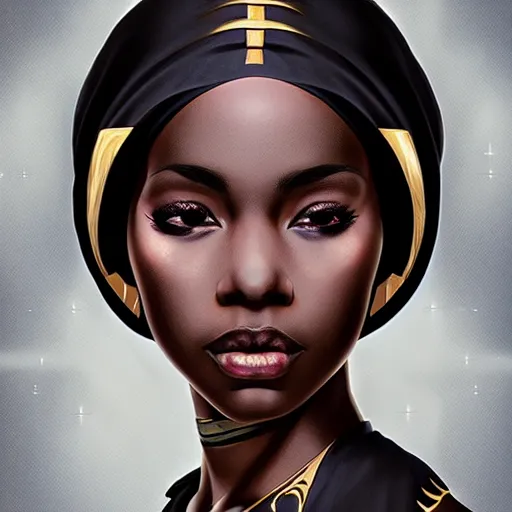 Image similar to black germanic, irish female, jedi master, wearing the traditional jedi robe, beautiful and uniquely odd looking, detailed symmetrical close up portrait, intricate complexity, in the style of artgerm and ilya kuvshinov, magic the gathering, star wars art