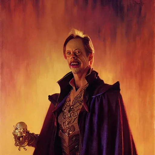 Prompt: steve buscemi as an evil warlock,, highly detailed painting by gaston bussiere, craig mullins, j. c. leyendecker, 8 k