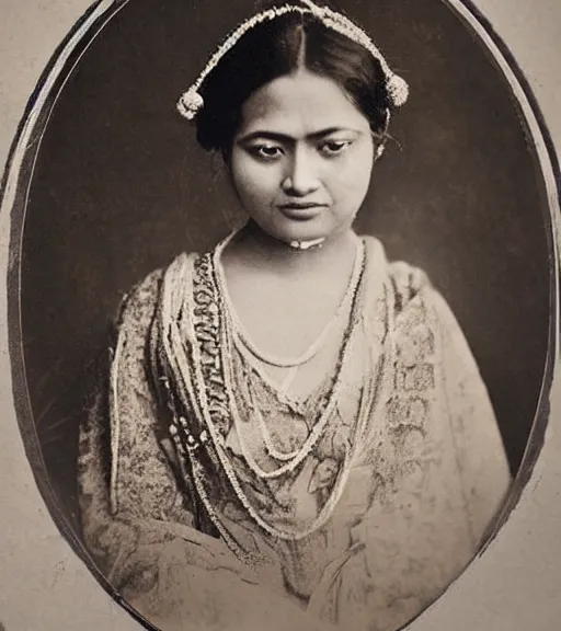 Image similar to vintage_portrait_photo_of_a_beautiful_beautifully_lit_nepalese_Victorian woman