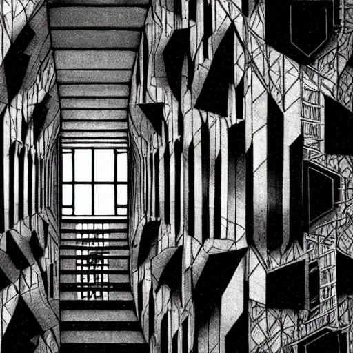 Image similar to a terrifying dark hallway with many doors and many stairs, impending doom, horror, Mc Escher architecture, epic composition, anime key visual