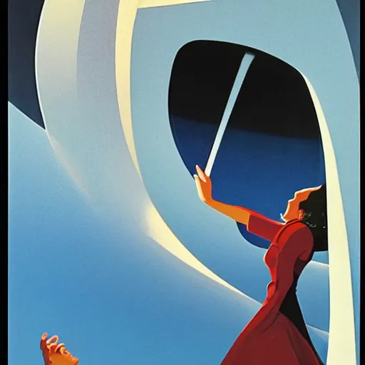 Image similar to A performance art. A rip in spacetime. Did this device in her hand open a portal to another dimension or reality?! by Ed Mell spirited, quiet