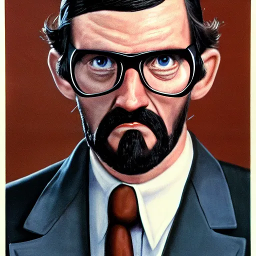 Image similar to a 1 9 7 0 s photograph portrait of gordon freeman in real life while wearing a brown suit, 1 9 7 0 s, 7 0 s, realistic, hyperrealistic, 8 k resolution, hd quality, very detailed, highly detailed, intricate details, real life, real world, trending on artstation, 7 0 s photo