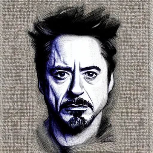 Prompt: a sketch of Robert Downey Jr Loomis method