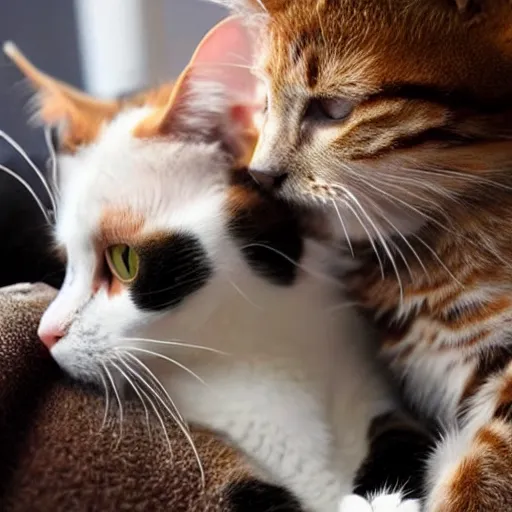 Image similar to photo of a cat kissing another cat