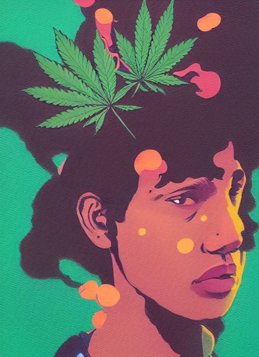 Image similar to profile picture by sachin teng x ofwgkta, marijuana, organic painting, asymmetrical, green, marijuana smoke, matte paint, hard edges, energetic