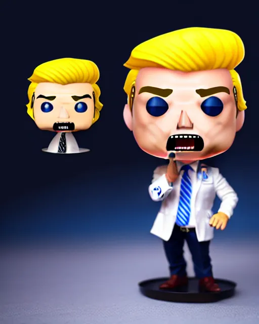 Image similar to donald trump as a funko pop, studio lighting, artstation, 4 k, highly detailed