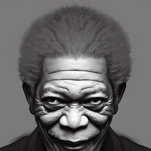 Image similar to Morgan Freeman is The Joker, hyperdetailed, artstation, cgsociety, 8k