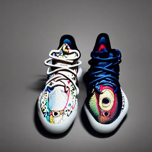 Yeezy shoe design inspired by Takashi Murakami,, Stable Diffusion