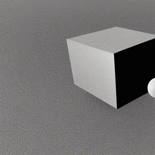 Prompt: a cube of metal floating in the void, 3d render, unreal engine style, ray tracing