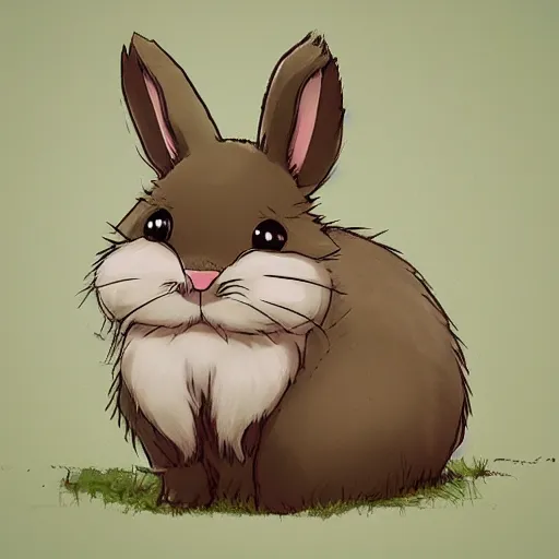 Image similar to a fluffy bunny, cute, soft, cartoon drawing, studio ghibli, artstation