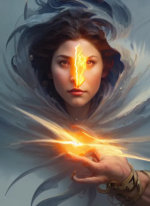 Image similar to an air elemental throwing a lightning bolt, intricate, brutal, highly detailed, digital painting, artstation, concept art, smooth, sharp focus, illustration, art by artgerm and greg rutkowski and alphonse mucha, 8 k