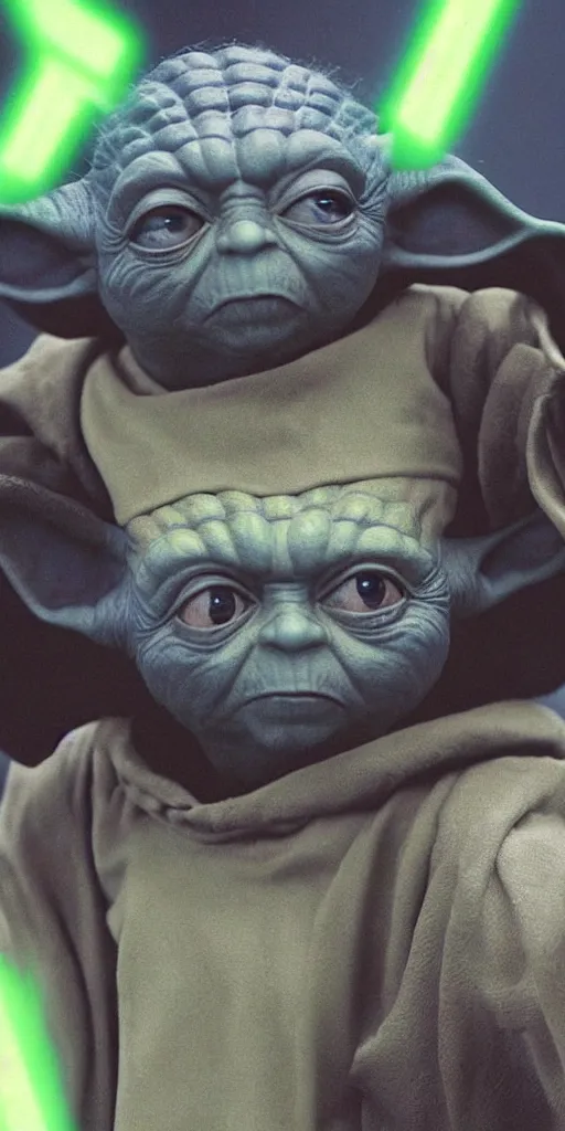 Image similar to yoda, as a sith lord, using the dark force, realistic, ultra realistic